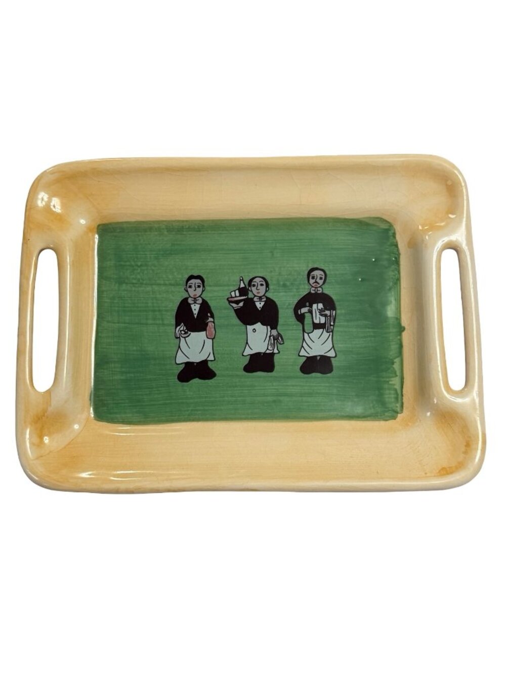2000 California Pantry Three Waiters Ceramic Serving Tray 8x6 Handled